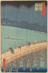 Sudden Shower over Shin-Ohashi Bridge and Atake, from the series, 1857