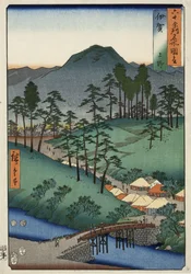 Castle at Ueno in Iga Province, no. 6 from the Series Pictures of Famous Places in the Sixty-odd Provinces, 1853