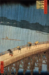 Sudden Shower (yudashi) on Ohashi Bridge, Japan, engraving by Ando Hiroshige