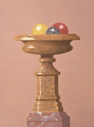 Marble Vase, Red, Black and Yellow Marble Balls