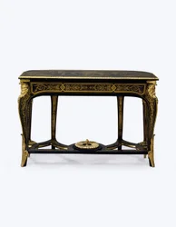 One of a Pair of Ormolu-Mounted Brown Tortoiseshell Pier Tables