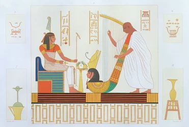 Decoration from the Room of the Harps, East Tomb, Byban el Molouk, Thebes, from 