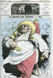 Cartoon business resumption. Cover in L