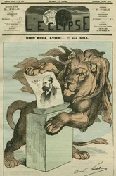 Good rugi, Lyon! Cartoon for the election of Arthur Ranc, depute of the Rhone. Cover in L
