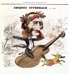 Jacques Offenbach (1819 - 1880), Cartoon by Gill