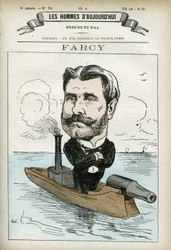 Portrait of Alphonse Farcy, French portraitist. Caricature by Gill, Paris