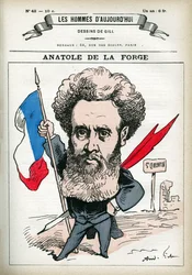 Portrait of Anatole de la Forge (1821-1892), French politician and military. Cartoon by Gill, in Les Homme d