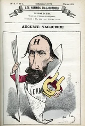 Portrait of Auguste Vacquerie (1819-1895), French poet, playwright and journalist. Cartoon by Gill, Paris