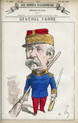 Portrait of Jean Joseph Frederic Albert Farre (1816-1887), a French soldier, he was appointed general in 1870 and minister of war. Cartoon by Gill, Paris.