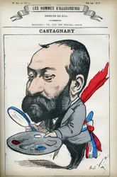 Portrait of Jules Castagnary (1830-1888), French politician, lawyer, journalist, amateur and art critic. Cartoon by Gill, Paris
