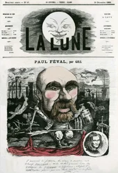 Portrait of Paul Feval, French writer. Cartoon by Gill, in La Lune, December 16