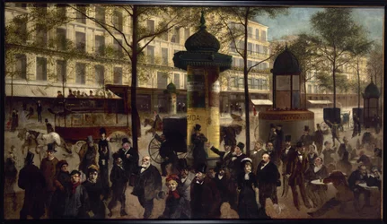 Sketch for a Panorama of Boulevard Montmartre with Contemporary Parisian Personalities, circa 1880