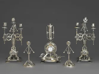 Clock, Part of a Five Piece Clock Garniture, c.1880