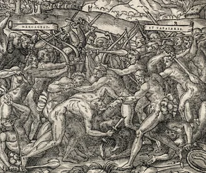 Battle between Margageaz and Tabajares Tribes, from Universal Cosmology