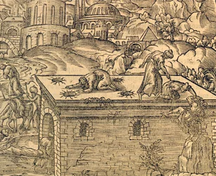 Christian Cemetery of Acheldemach, engraving from Cosmographie Universelle
