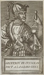 Geoffrey of Lusignan, Count of Jaffa and Ascalon, Lord of Vouvant and Mervent of Montcontour and Soubise, illustration from 