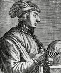 Portrait of Castruccio Castracani, Lord of Lucca, engraving from Les Vrais pourtraits et Vies des Hommes illustres