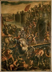 The Doge of Venice Enrico Dandolo and His Crusaders Storming the City of Zara in 1202