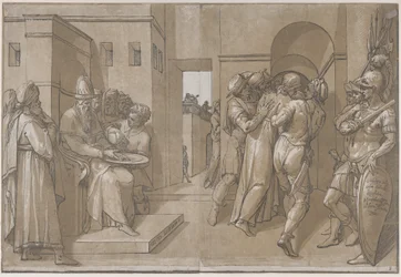 Pilate at the Left Washing His Hands, 1585
