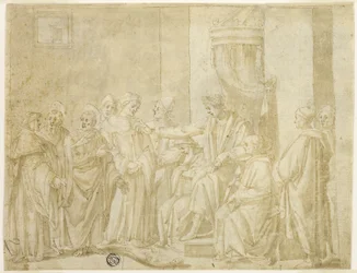 Saints Peter and Paul Disputing with Simon Magus before Nero (recto); Five Scenes from the Story of Moses (verso)