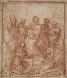 Enthroned Madonna with Child and Eight Saints (detail)