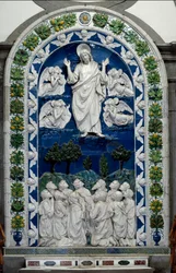 Ascension of Jesus to Heaven with Our Lady and Eleven Apostles (Low Ceramic Relief)