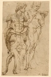 Two Standing Male Figures; A Man Reclining and Other Studies