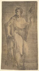 A Saint, Possibly Matthew, Holding a Staff and a Book