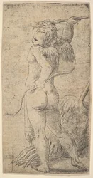 Cupid Viewed from Behind with an Arrow in His Raised Right Hand