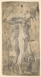 Mercury Standing Holding a Caduceus in His Right Hand, a Lyre in His Left