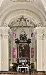 View of the presbyter, Church of Santi Nazaro e Celso, Brienno, Como, Lombardy, Italy