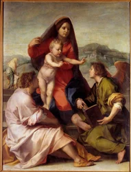 Madonna della Scala. Holy Family with an Angel