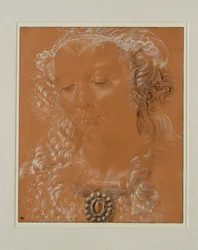 Head of a Woman, Eyes Downcast, Slightly Turned to the Left