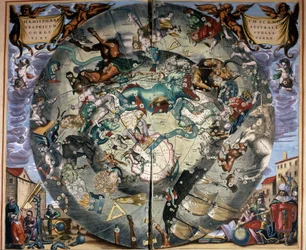 Representation of the Southern Hemisphere by Cellarius. 17th century book.
