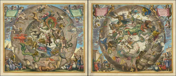 Hemispheric Borealis Coeli et Terrae Sphaerica Scenographia - Southern Hemisphere Scenographic of the Starry Sky and Earth