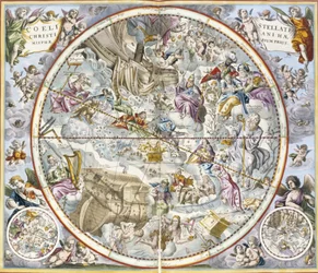 Map of the Christian Constellations as Depicted by Julius Schiller, from The Celestial Atlas, or The Harmony of the Universe, Atlas coelestis seu harmonia macrocosmica, published by Joannes Janssonius, Amsterdam