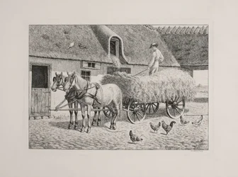 A Harvest Wagon in a Farmyard