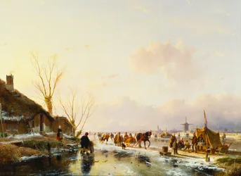 Skaters by a Booth on a Frozen River, 1850