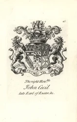 Coat of Arms and Crest of John Cecil, 6th Earl of Exeter