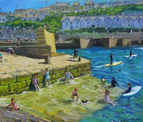 Fun in the harbour, Porthleven, Cornwall, 2021