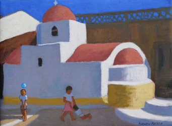 Playing by the Church, Karpathos, Greek Islands