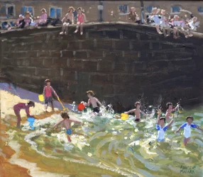Splashing in Tenby Harbour