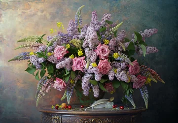 Roses and Lilac Still Life