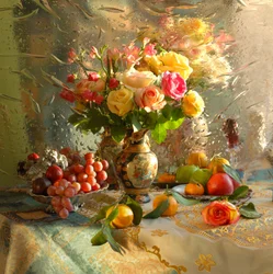 Sunlit Floral Fruit Harvest