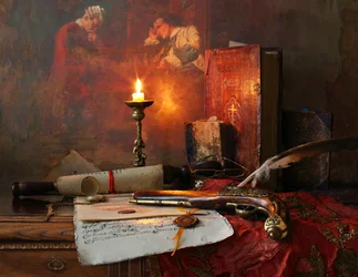 Vintage Candlelit Study