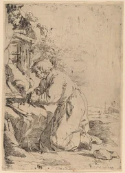 The Kneeling Hermit Facing Left