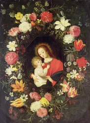 The Virgin and Child in a Garland Surround of Flowers