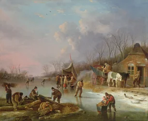 Dutch Peasants on a Frozen River