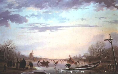 Skating Scene on a Frozen River