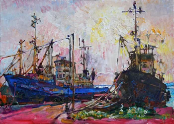 Colorful Harbor Boats